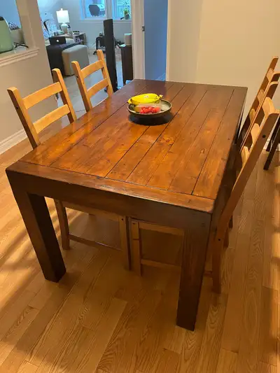 $350 OBO. Downsizing must sell. This is a solid wood dining set, made from reclaimed barn boards. Pe...