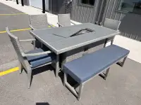 Outdoor fire table dining set 