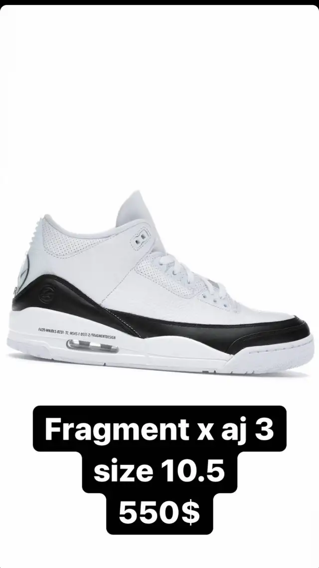 Jordan 3 fragment size 10.5 DS AUTHENTIC  in Men's Shoes in City of Toronto - Image 2