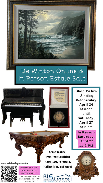 De Winton Online and In Person Estate Sale April 22- 27