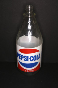 Vintage 1.5L Glass Pepsi Bottle - Circa 1980's