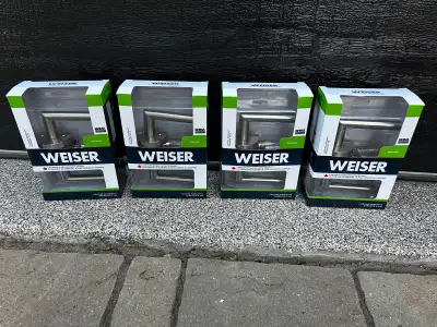 4 Weiser Milan passage door handles, new. Satin nickel finish. $25 each or all 4 for $80. Compare at...