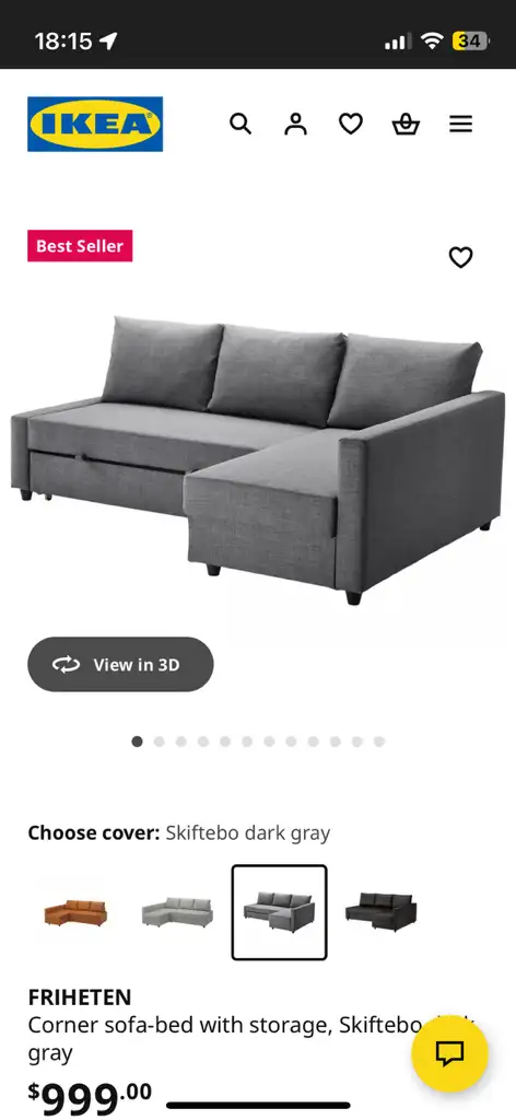 Friheten Corner Sofa Bed Red in Couches & Futons in Vancouver - Image 5