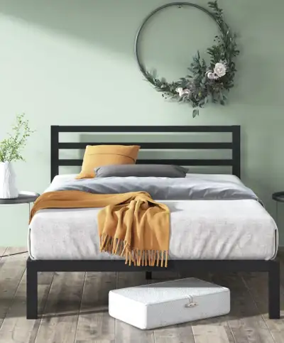Zinus Queen bed frame 14 Inches Metal platform with headboard an, View more