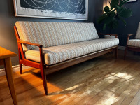 Mid century modern Danish Teak 3 seater sofa by Arne Vodder - re