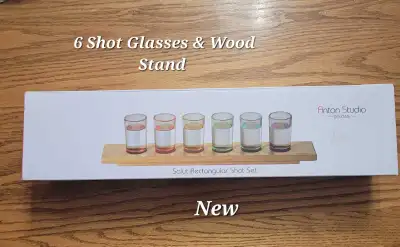 Wood Stand & 6 Shot Glasses, $5.00 Per Set - St.Thomas, View more
