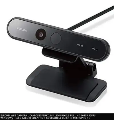 BNIB ELECOM web camera model: UCAM-CF20FBBK. Black with 2 million pixels Full HD 1080P 30FPS Windows...