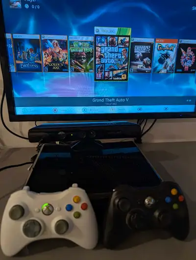 Xbox 360 Slim 500Gb HDD Mod. 2 original gamepads. Games, View more