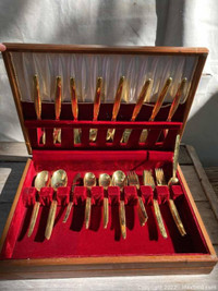Gold Plated Utensils -Spoons, Forks and knives set for 8