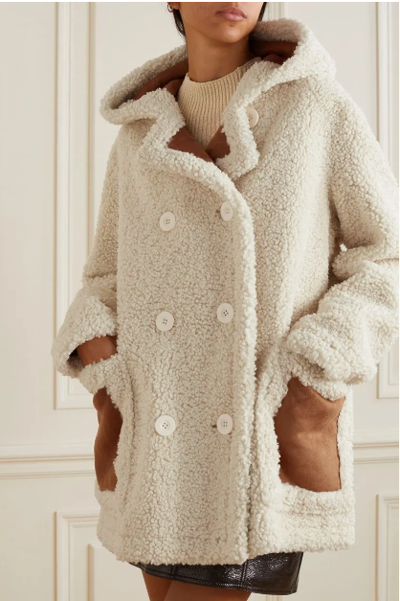 *NEW* Stand Studio Hooded Double-Breasted  Faux Shearling Coat, View more
