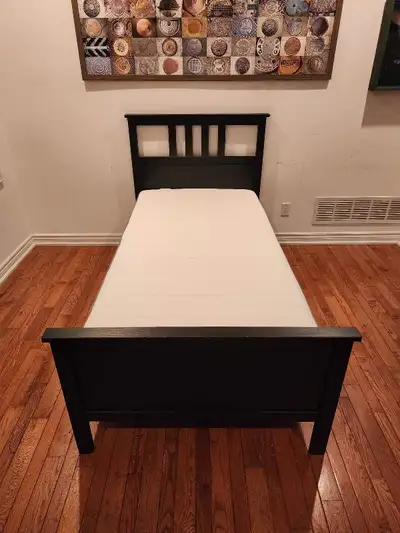 IKEA Hemnes Black-Brown Single Bed Frame With Mattress, View more
