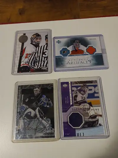 For sale. Various Hockey Cards Game Used Jersey,Auth Autos Goalies Potvin,Hextall,Ranford,Khabiblin....
