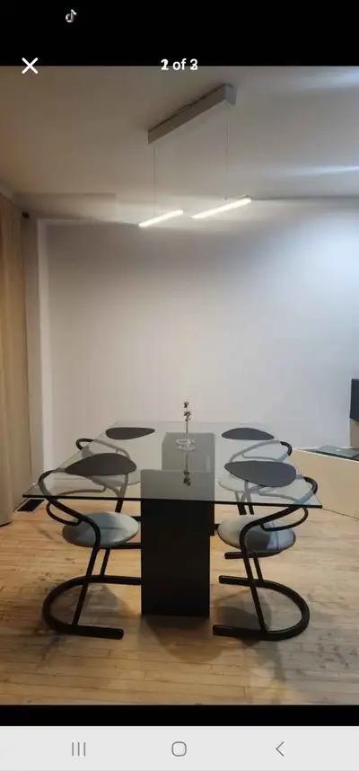 Grande table a dinner verre et base en granite 48x70 pouces, View more