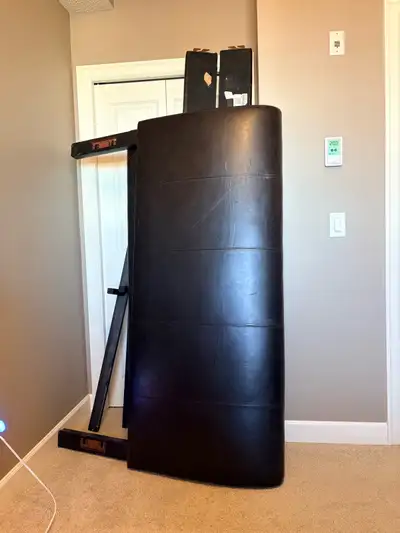 Pick up Arbour Lake NW This is a used black queen bed frame that features a modern design with a fau...