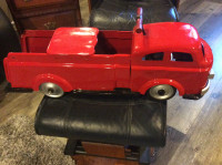 Vintage Ride And Push Tin Fire Truck Toy