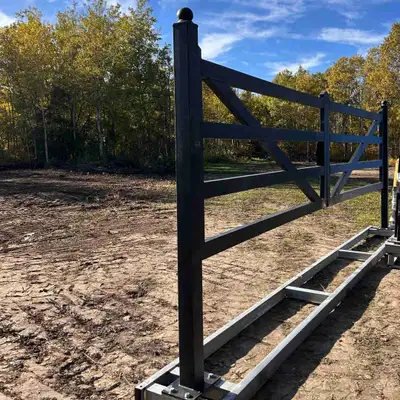 This is a 20ft metal driveway security gate, perfect for enhancing the security and aesthetic appeal...