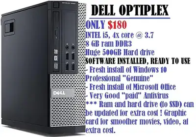 READY TO USE, i5, 4x core, 8GB ram, 500GB hard drive , DVD., View more