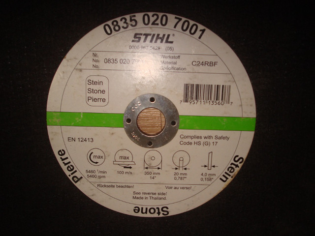 6 disques de coupe Stihl (acier et pierre), 30$. dans Autre  à Laval/Rive Nord - Image 3