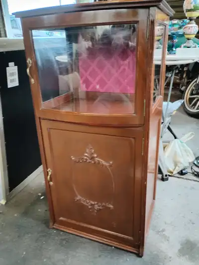 Antique Mahogany Bow Front Sheet Music or Phonograph Cabinet, View more