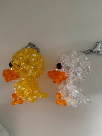 Set of 2 hand made beaded duck keychain