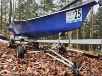 29er 2-person skiff, 14.5 feet long, modified to sail solo