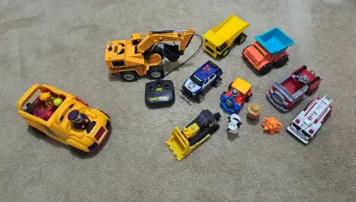 Toy trucks for a child 4 – 8 years old All of them at once. Excavator is battery powered and works w...