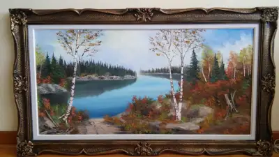 Antique listed Canadian artist Larry Plummer oil painting., View more
