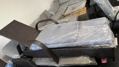 Wicker Patio Lounger Set with Table, PE Rattan Outdoor Lounge, View more