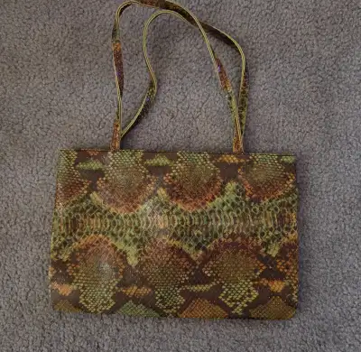 Authentic BCBG Women purse. Green. Python imitation. Real leathe, View more
