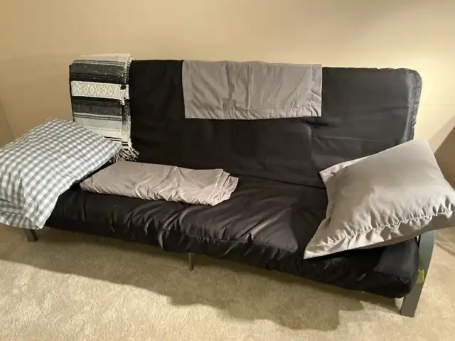 Futon with Sturdy Grey Metal Frame with Arm Rests in Couches & Futons in Owen Sound - Image 3