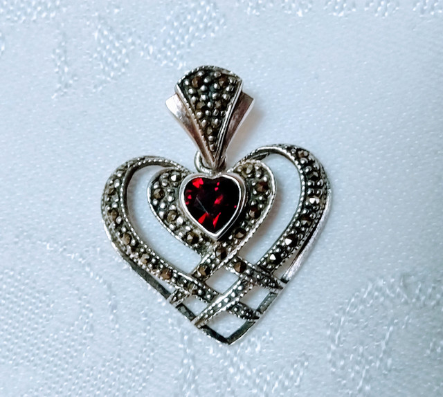 New Sterling Silver Marcasite Heart Pendant in Jewellery & Watches in Oakville / Halton Region