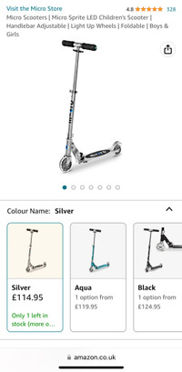 Micro sprite silver scooter from UK