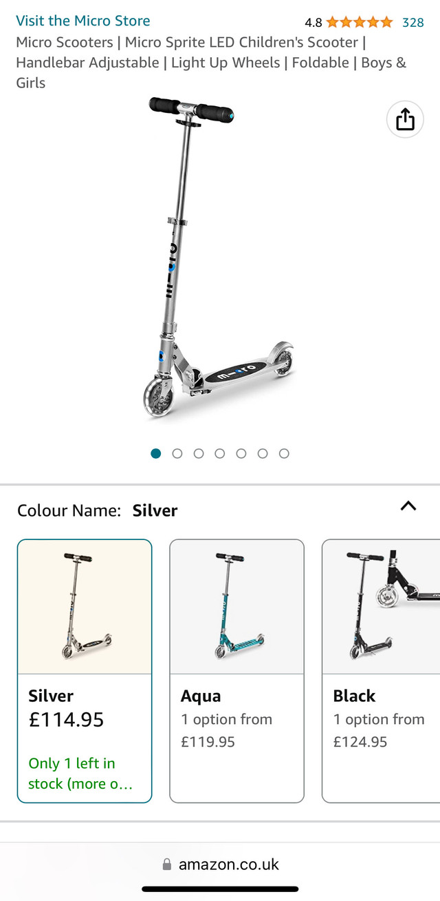 Micro sprite silver scooter from UK in Other in Markham / York Region