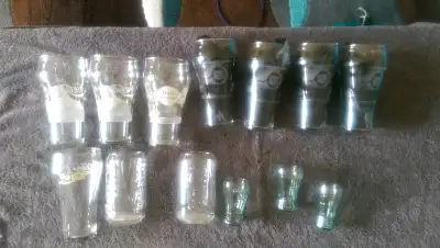 Christmas Coca Cola Dairy Queen / Coca Cola Christmas (rare) Can shaped glasses NHL 75 th Anniversar...