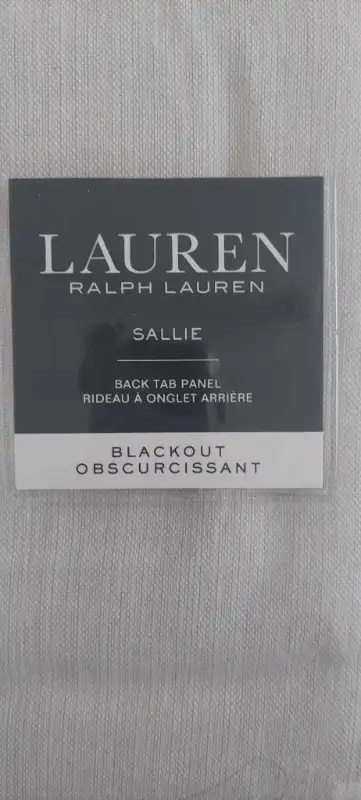 New. In Original Package. LAUREN RALPH LAUREN SALLIE BLACKOUT Back Tab/Rod Pocket Curtain Panel. 54x...