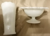 2 MILK OPAL GLASS VASES