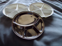 FOUR SECTION STAINLESS STEEL 5 SECTION HARD PLASTIC SERVING DISH