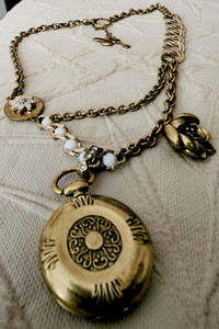 Fossil necklace with locket
