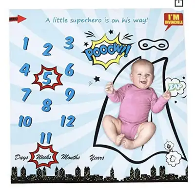 Baby Monthly Milestone Blanket for Newborn Infant Baby Boy Girl Photography Backdrop Photo Prop Bonu...
