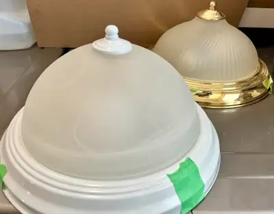 2 Used Flush Ceiling Mount Lights - Frosted Glass Design, View more