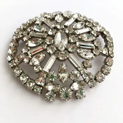 Vintage Signed Grayce Rhinestone Brooch, View more