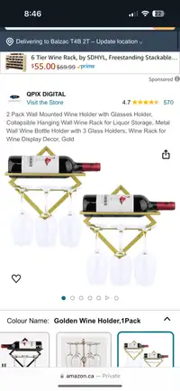 Pack Wall Mounted Wine Holder with Glasses Holder