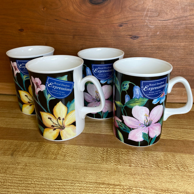 Four Royal Doulton “Floral Eclipse” Fine China Mugs (never used) in Kitchen & Dining Wares in Winnipeg