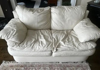 white leather loveseat and sofa (3 seats)