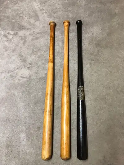 This is a package of vintage softball bats: 1..Hillerich $ Bradsbury..Dresden ON 2. St Mary’s …Hespe...