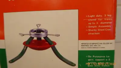 New. Real Christmas Tree Metal Stand, Xmas. 17" Dia. Tripod Base, View more