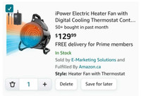 iPower Electric Heater Fan with Digital Cooling