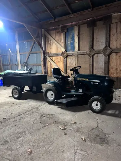 Craftsman Lawn Tractor Mower + Trailer , View more
