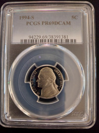 1994-S 5C PCGS PR69DCAM Jefferson Nickel Proof