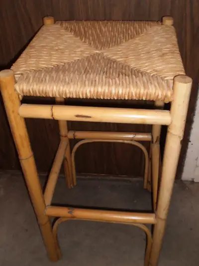 Bamboo and Woven Cord Bar / Counter Chair / Stool 15x15x27 inches, fairly strong but more decorative...